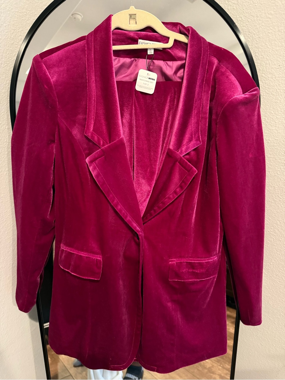 Fashion Nova Fuchsia Velvet Blazer Jacket